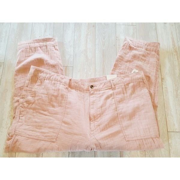 Old Navy 28 Pants Women's 28 Pink Crop Rose High Rise Cotton 3X NWT