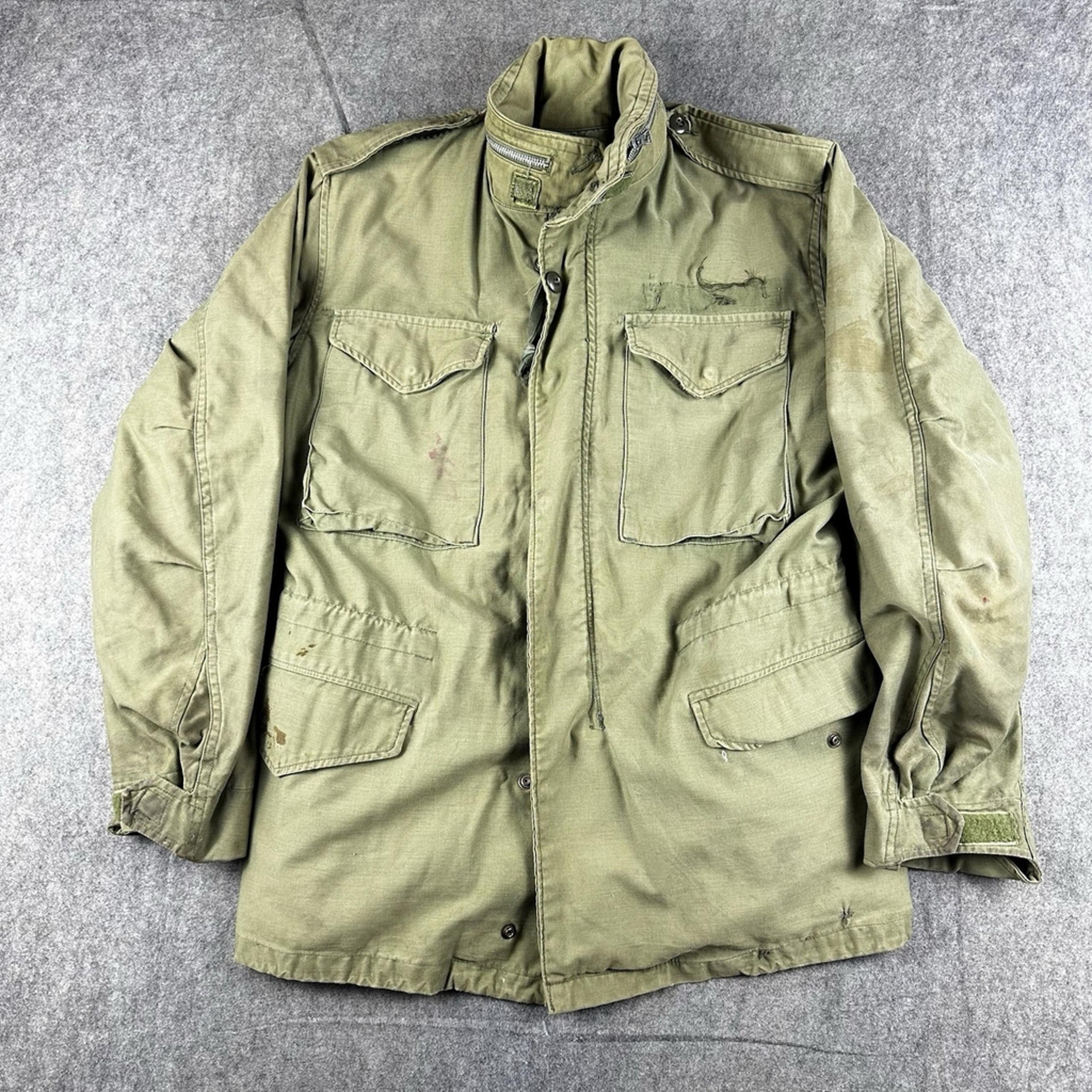 Vintage Military Jacket Men Small Green M-65 OG 107 Field Coat w/Hood US Army 69