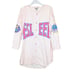 Esleep 90's Vintage Pink Baseball Jersey Flannel Sleep Shirt Graphic Print OS