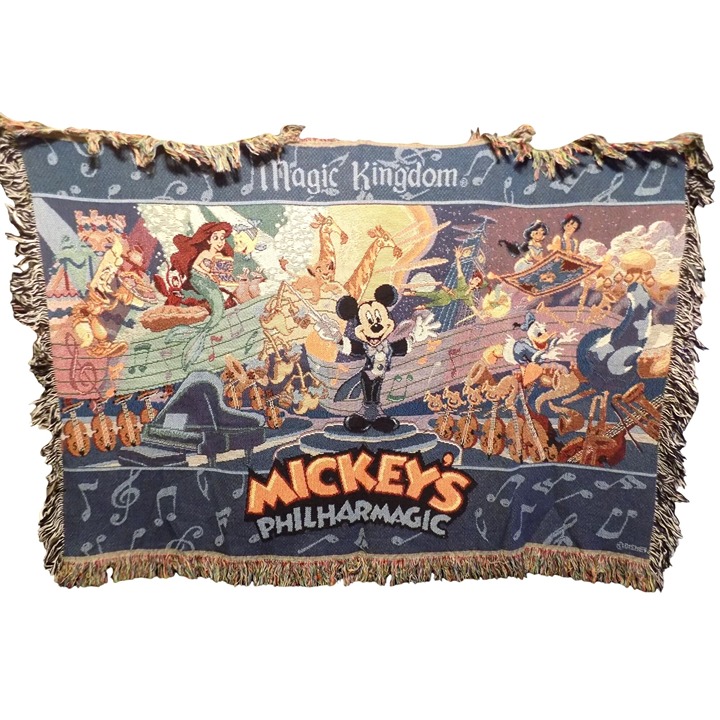 Disney's Mickey's Philharmagic Woven tapestry Throw Blanket RARE