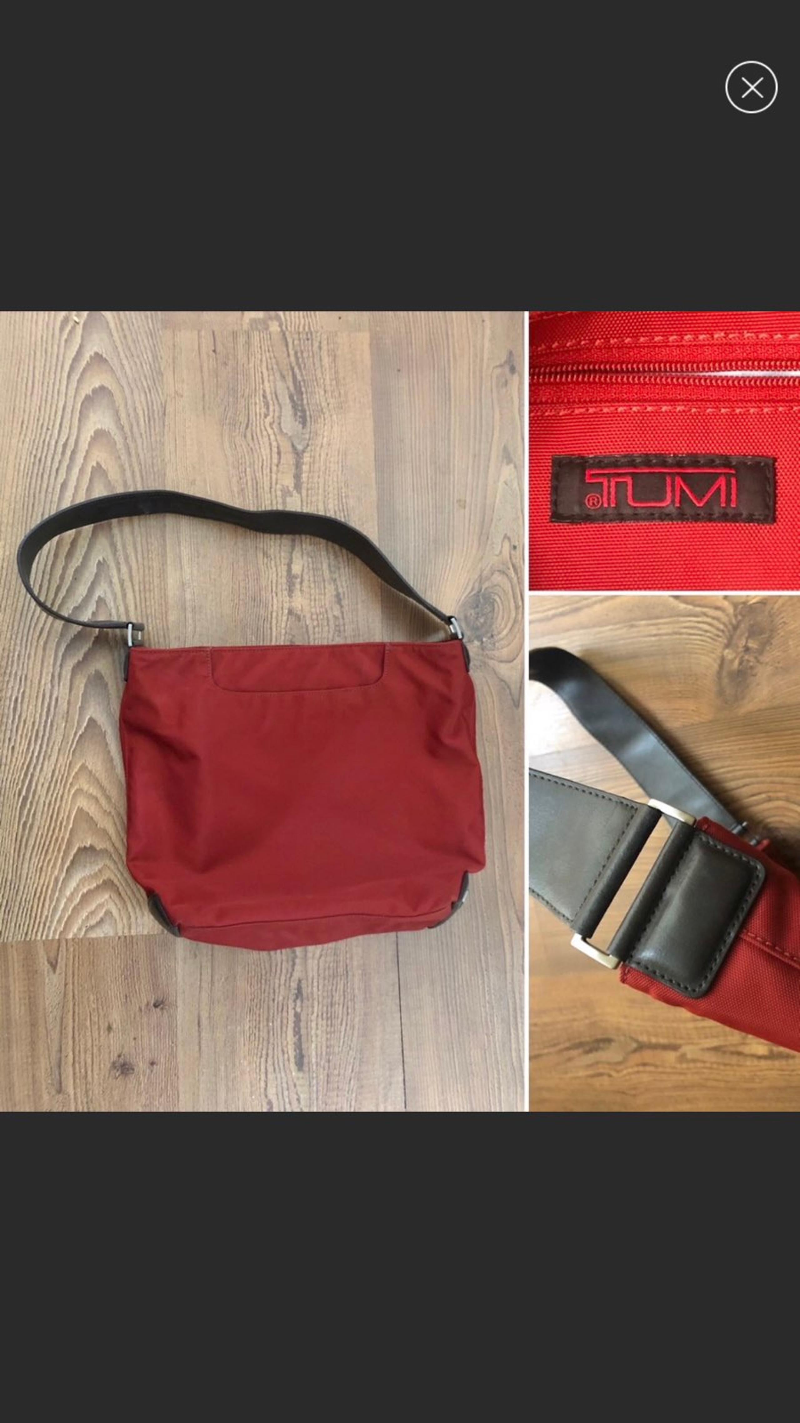 Tumi nylon shoulder bag, leather strap
