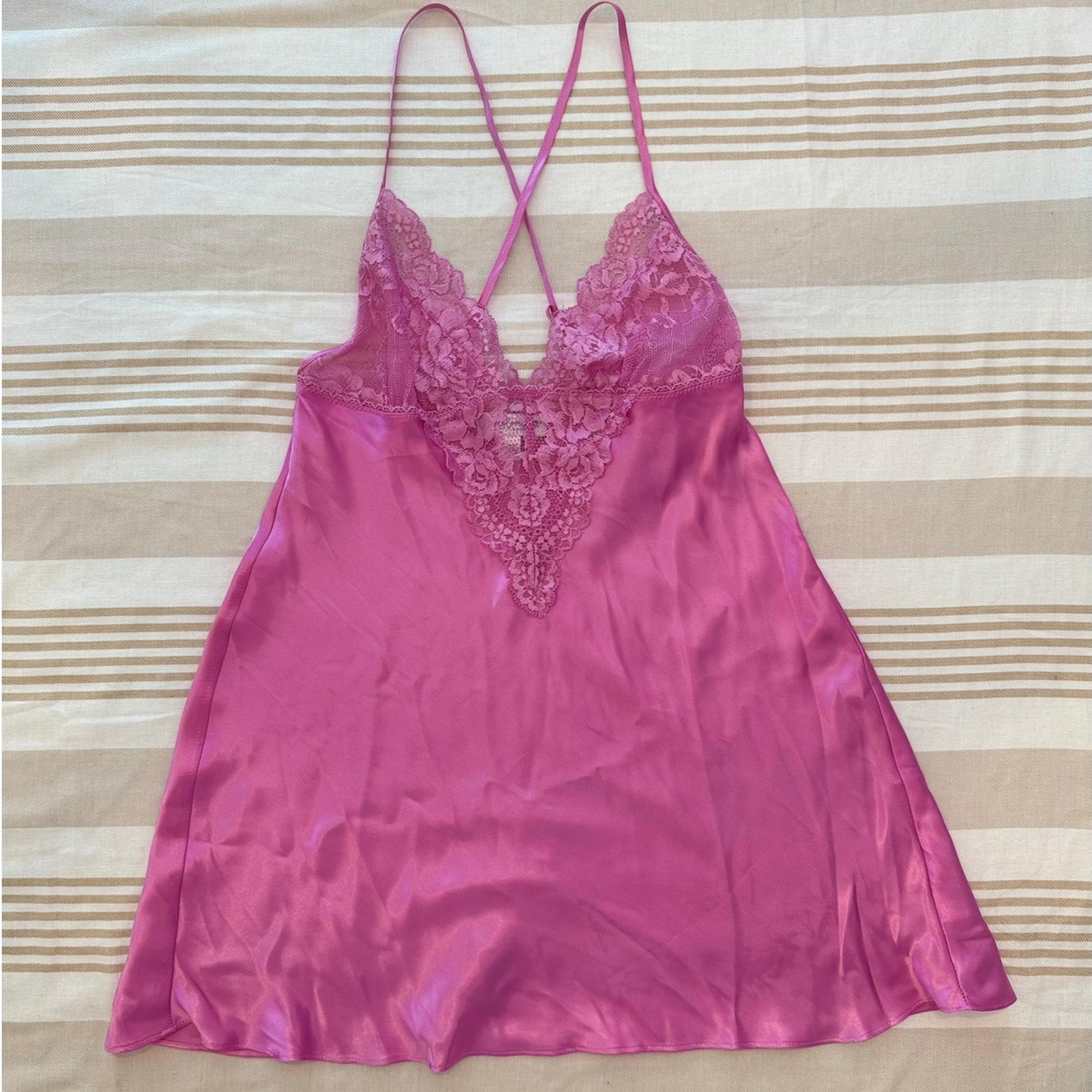 In Bloom by Jonquil NWT | Orchid Pink Lace Trim Chemise Nightgown Negligee | Sm