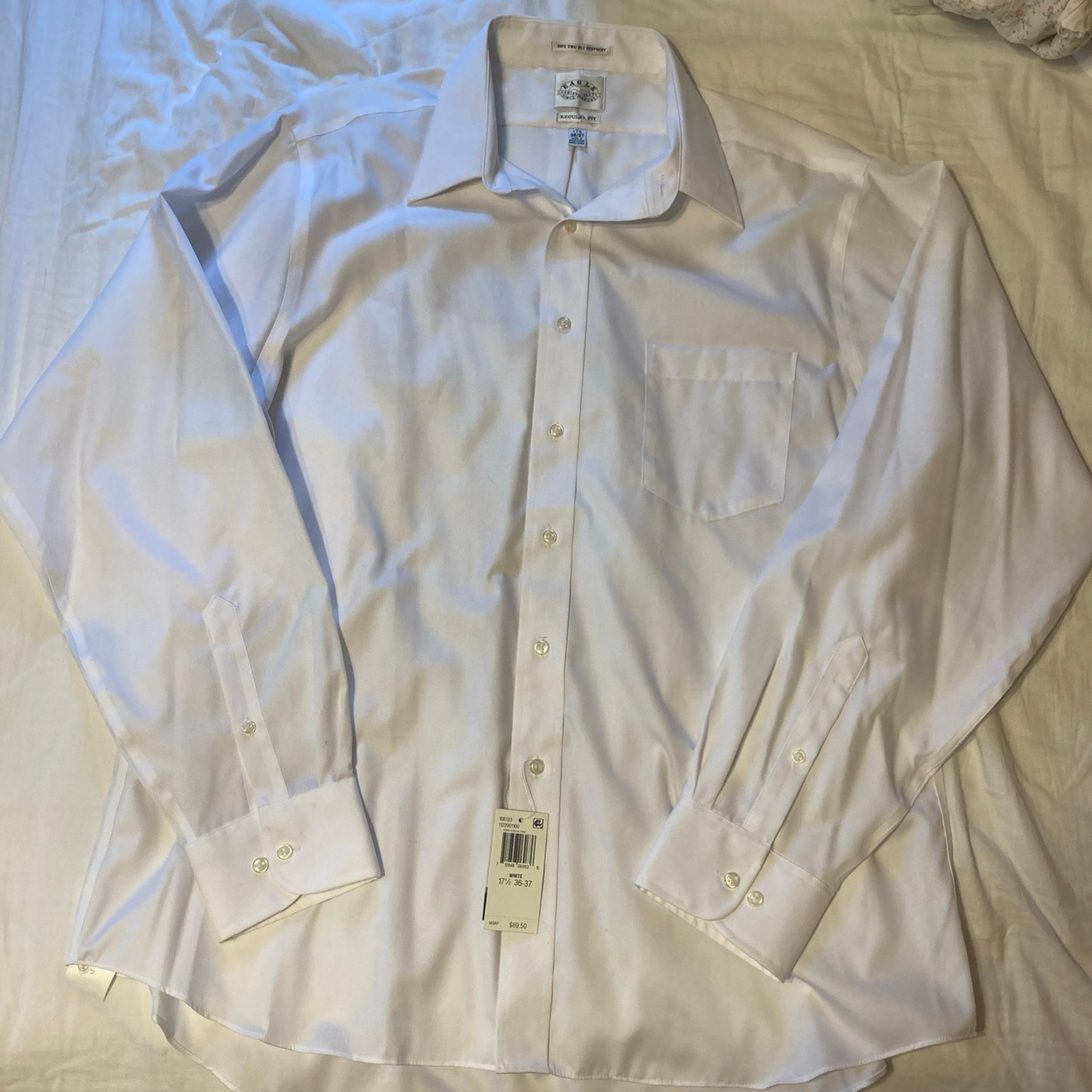 Eagle Shirtmakers white button down Men’s dress shirt size 36/37 regular fit XL