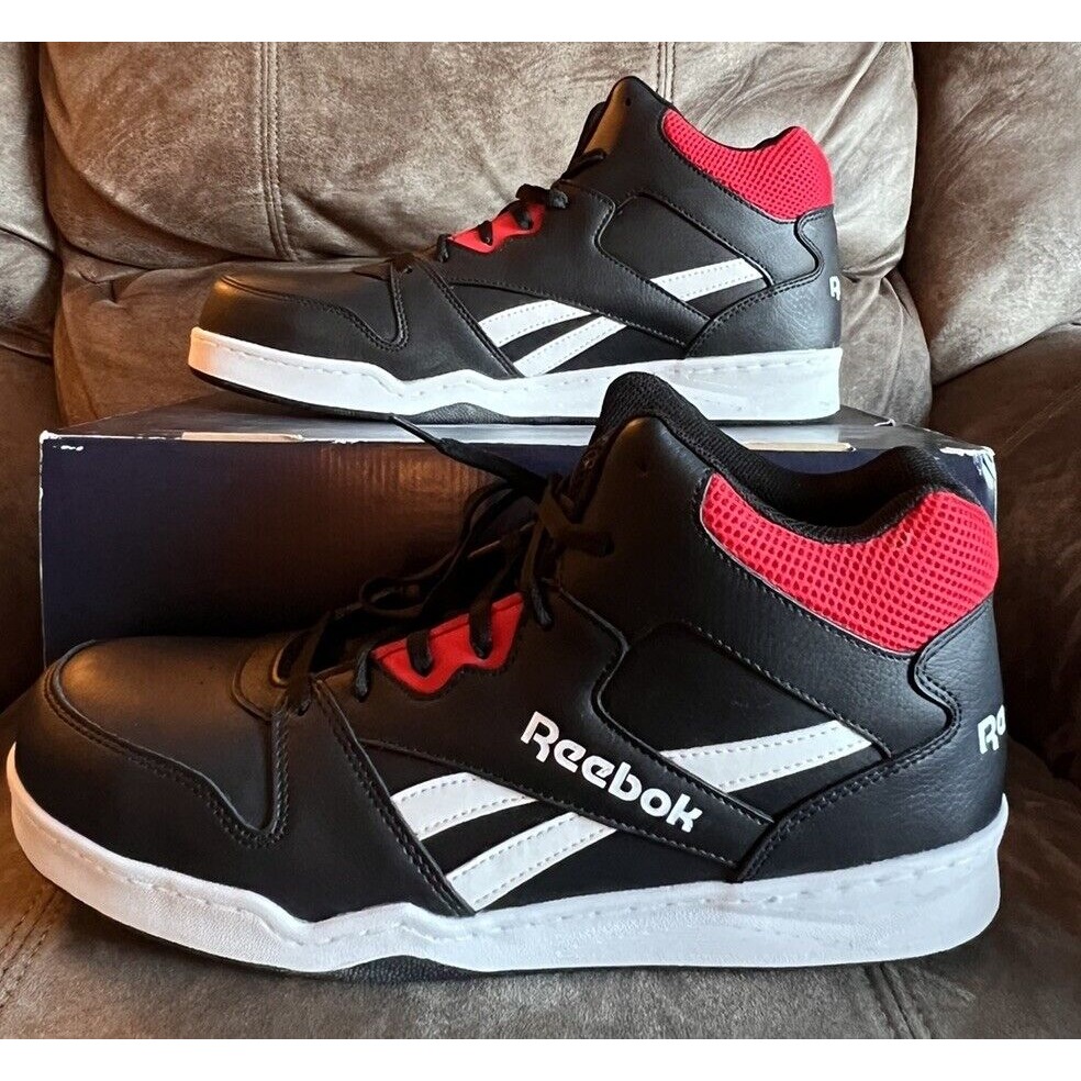 REEBOK BB4500 WORK MEN'S HIGH TOP SNEAKER BLACK/RED BOOTS RB4132 SIZE 14 NEW
