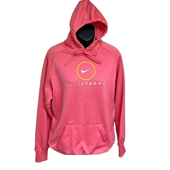 Nike Therma-Fit Livestrong Pink Drawstring Kangaroo Pocket Hoodie
