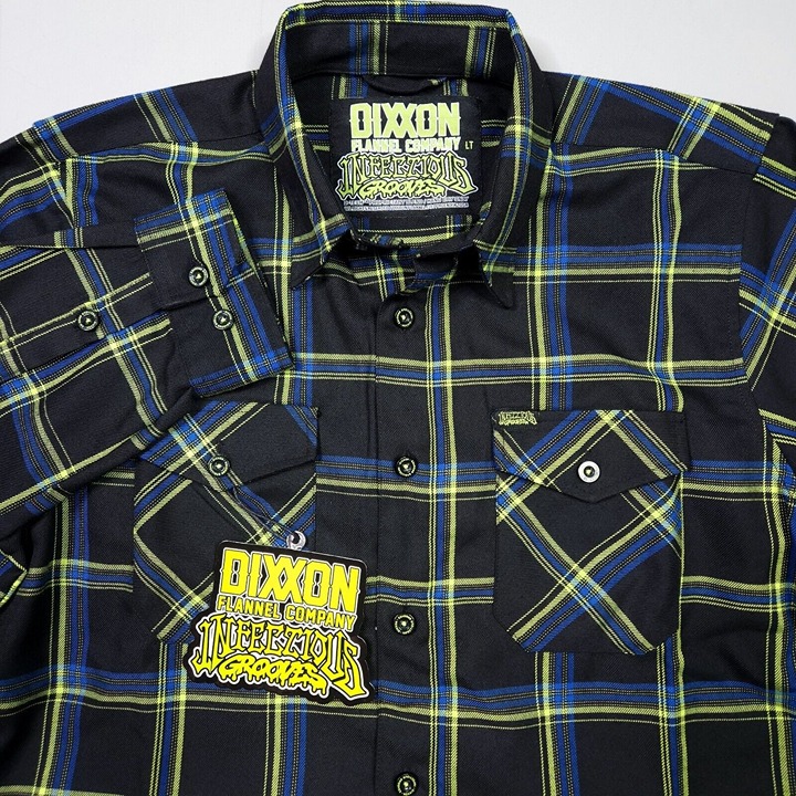 New Dixxon Infectious Grooves Flannel D-Tech Blend Plaid Fall Halloween LT