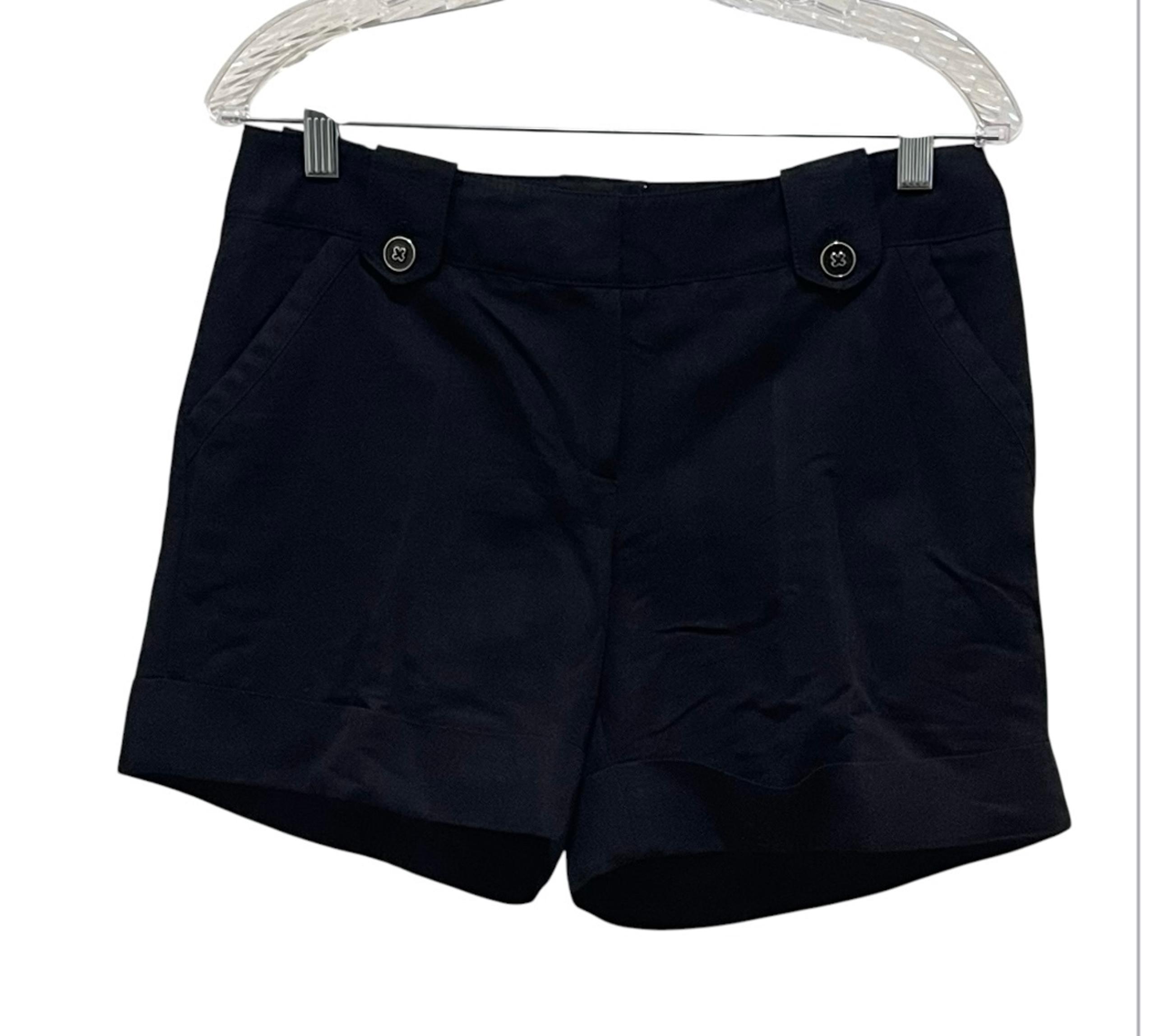 White House Black Market Shorts Black Trouser Sateen Cuffed Woven Women’s Sz 4