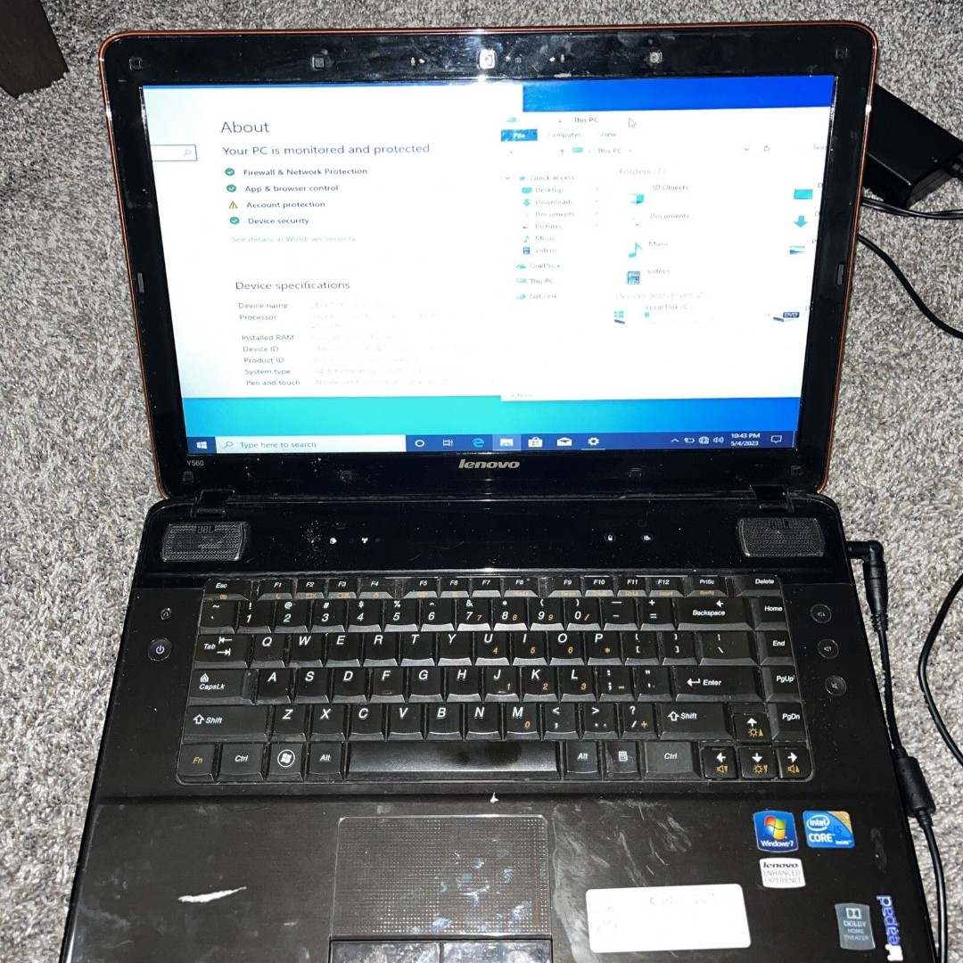 LENOVO Y560 15.6 i5-480m 2.67Ghz 6GB 500GB HDD Windows 10 Home Laptop