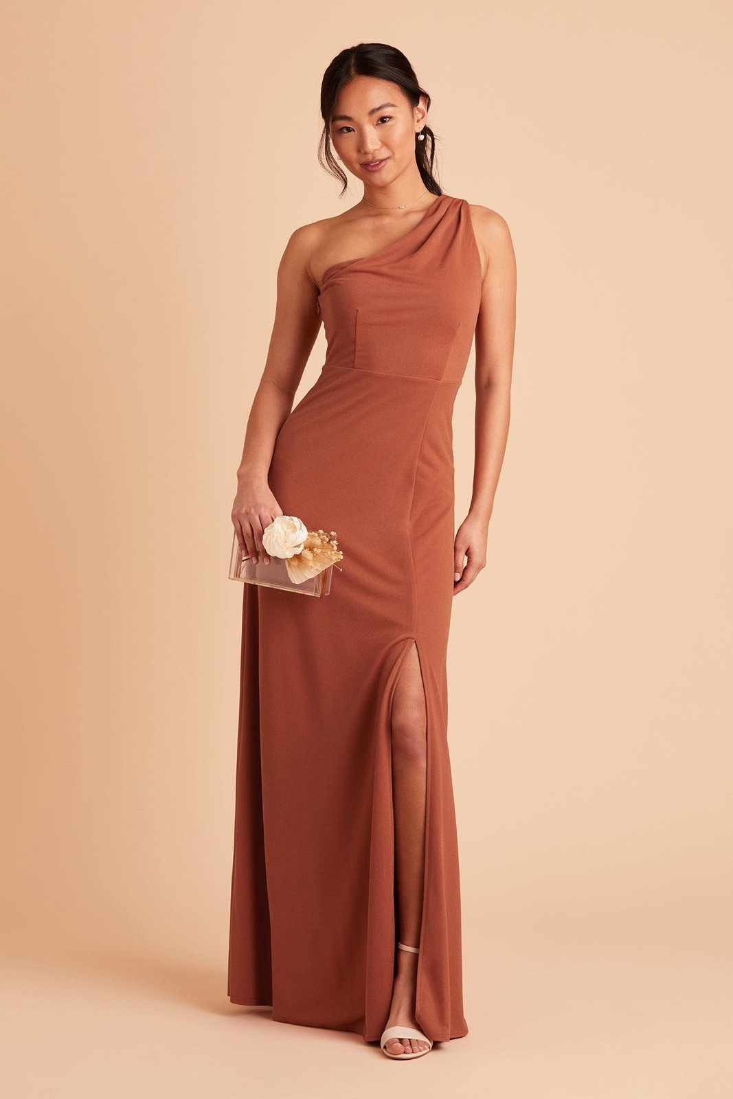 Bridesmaid Dress Birdy Grey Kira Crepe Terracotta Womens Medium
