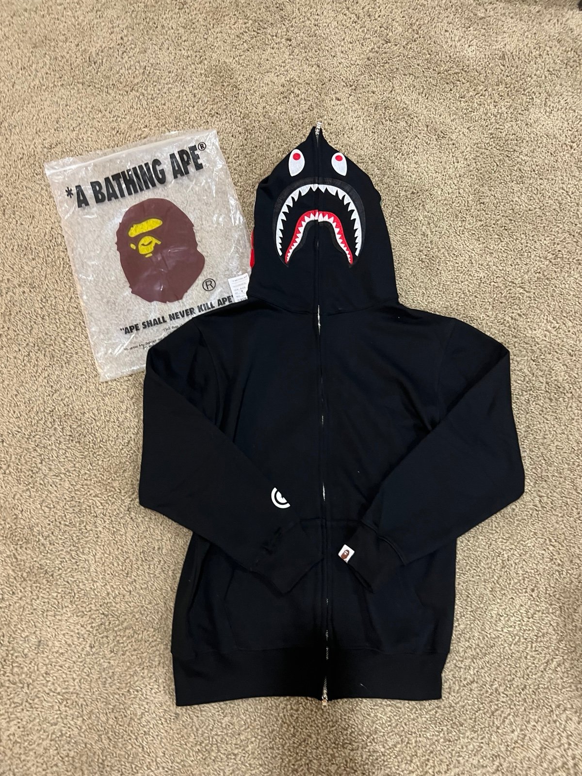 Black bape hoodie size medium