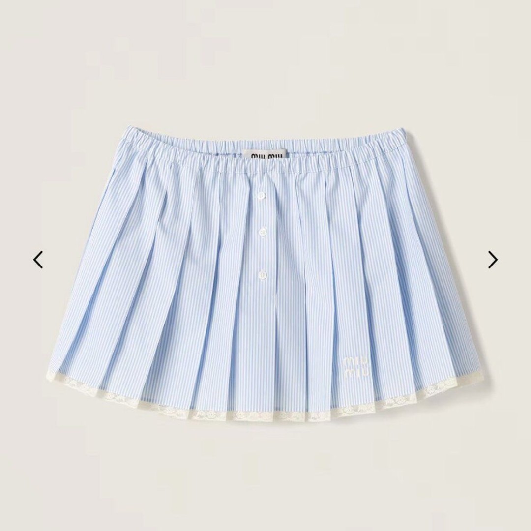 Miu Miu Poplin light blue/white stripes embroidered logo