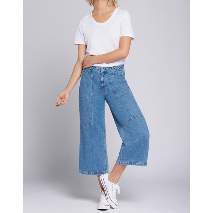 Anthropologie Current/Elliott The Forum High-Rise Wide-Leg Jeans Women's Sz 30 k