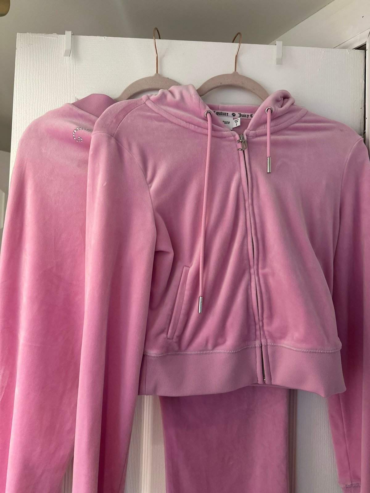 Juicy Couture Velvet Tracksuit in Rose Pink - Size s