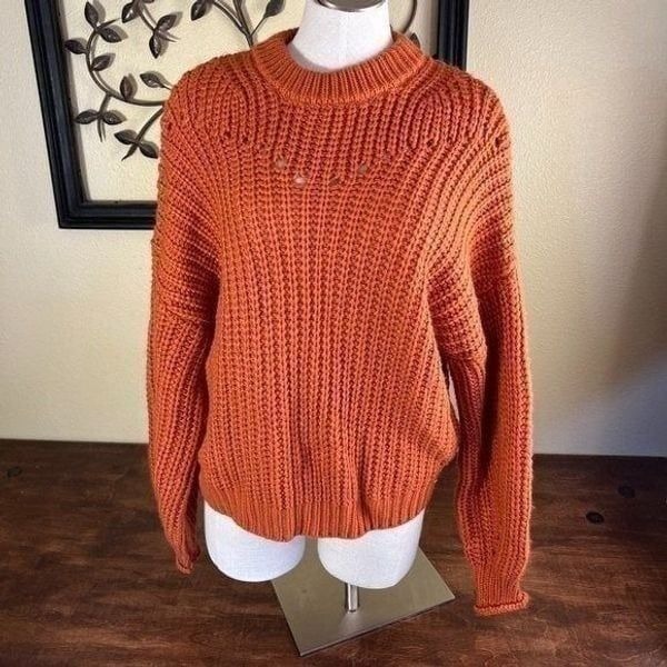 Elodie Burnt Orange Chunky Knit Sweater Medium
