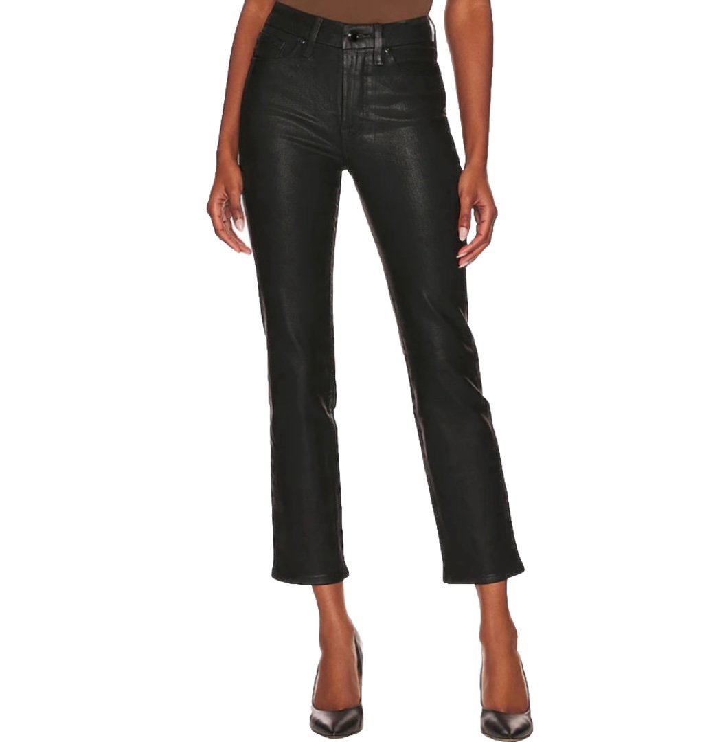 Good American Good Classic Coated Black 001 Womens Skinny Jeans Size 6/ 28
