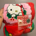 Hello Kitty Pink Red Christmas Plush Blanket