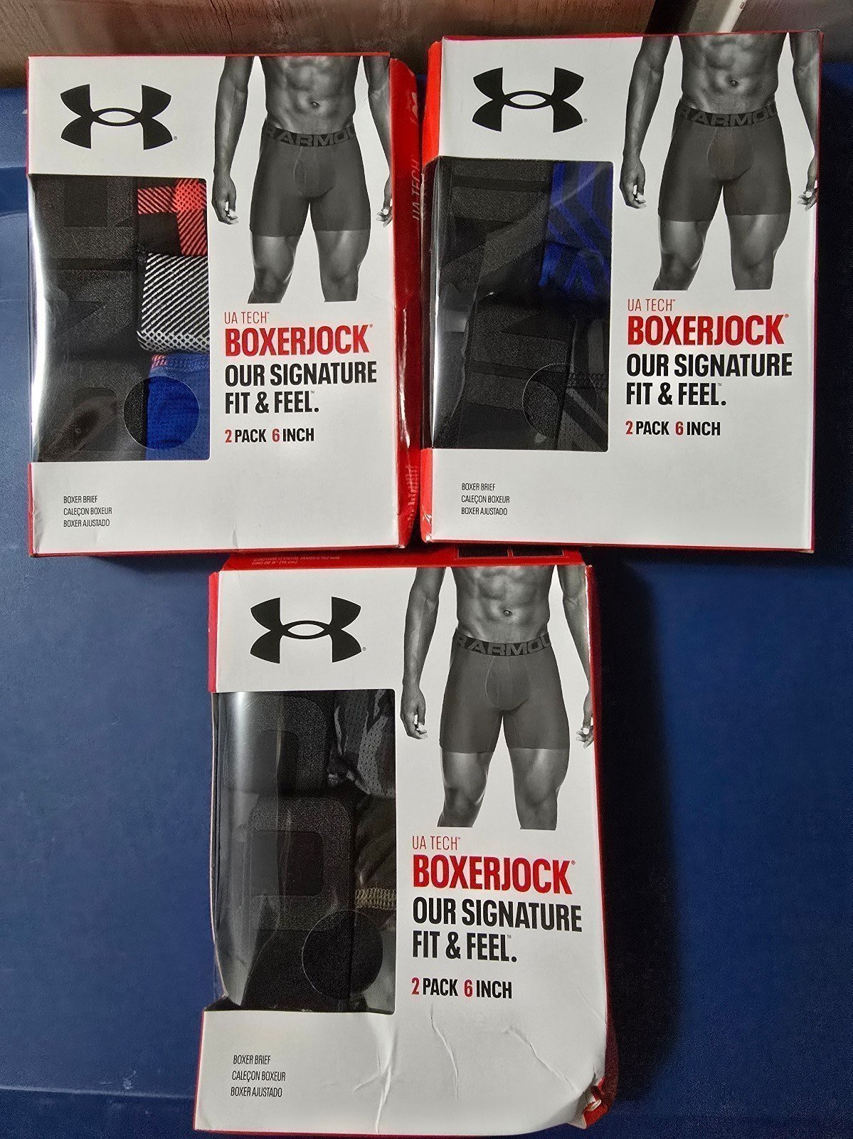 Under Armour UA Tech Mesh Boxerjock 6 Inch-lot-of-3-Size Large