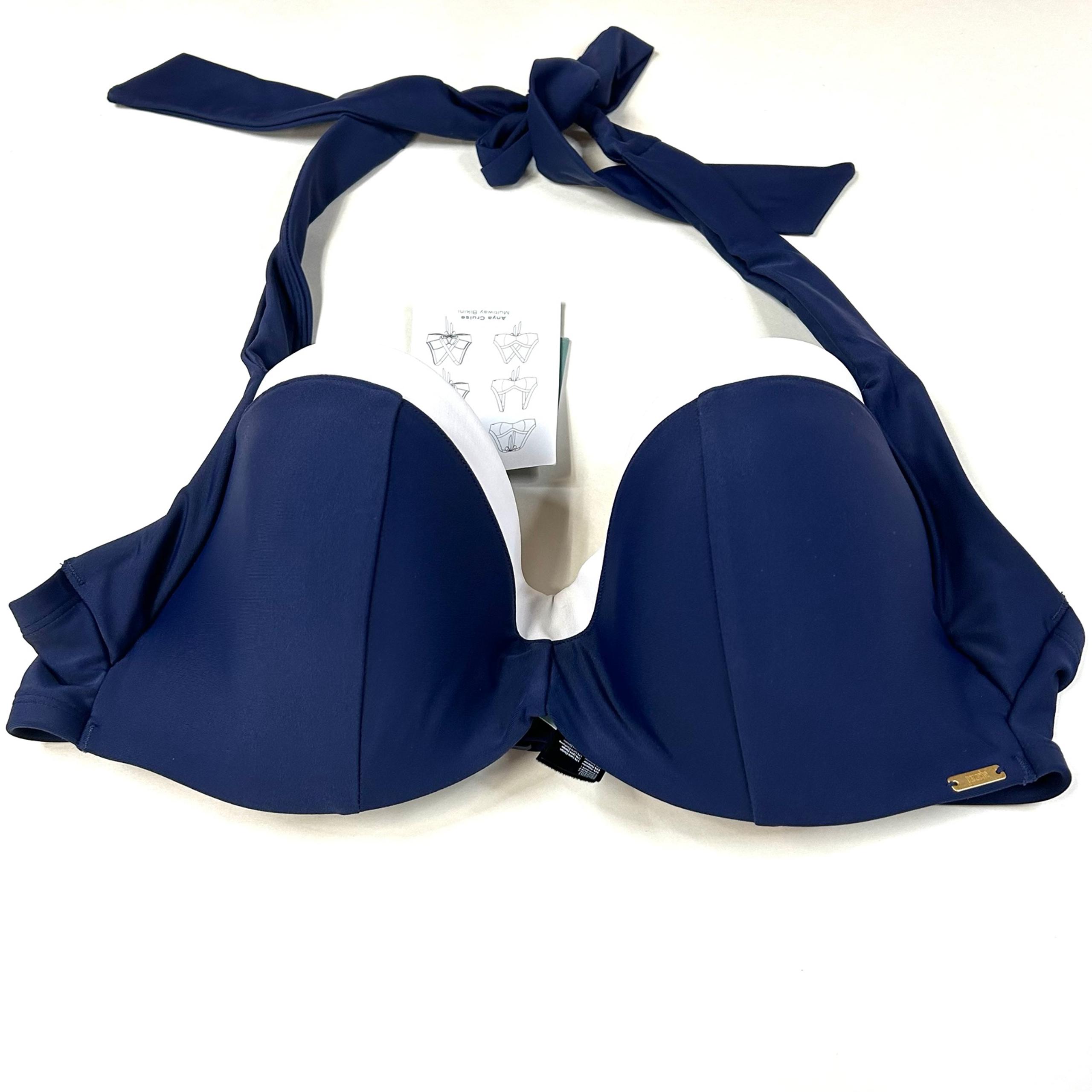 NEW Panache Swim 38D Anya Cruise Multiway Bikini Top Blue White SW1094 #2741