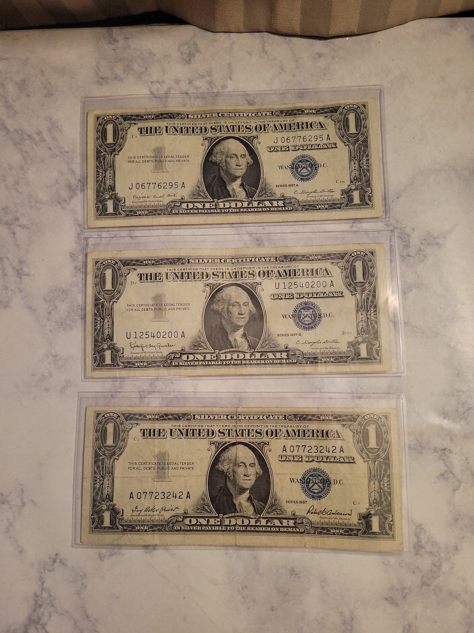 1957 1 Silver Certificate Blue Seal Lot of 3