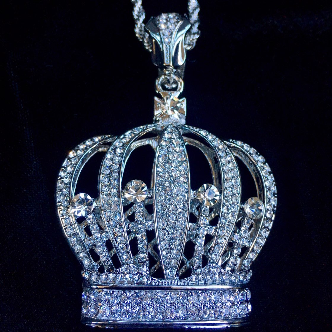 CROWN DIAMONDS CZ 18K GOLD CHAIN ITALY