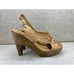 Coclico Womens Tan Leather Wood Heels Strappy Sandals 39 - US 8.5