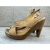Coclico Womens Tan Leather Wood Heels Strappy Sandals 39 - US 8.5