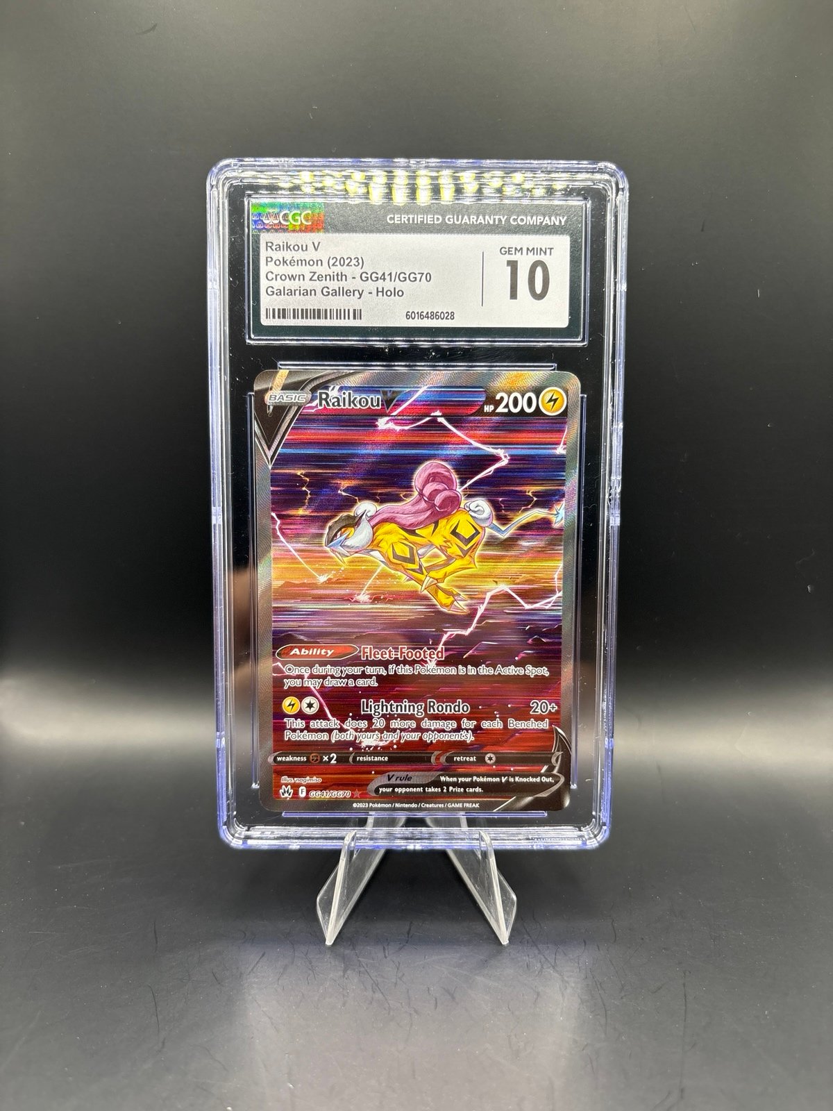 CGC 10 Raikou GG41 Pokemon Card