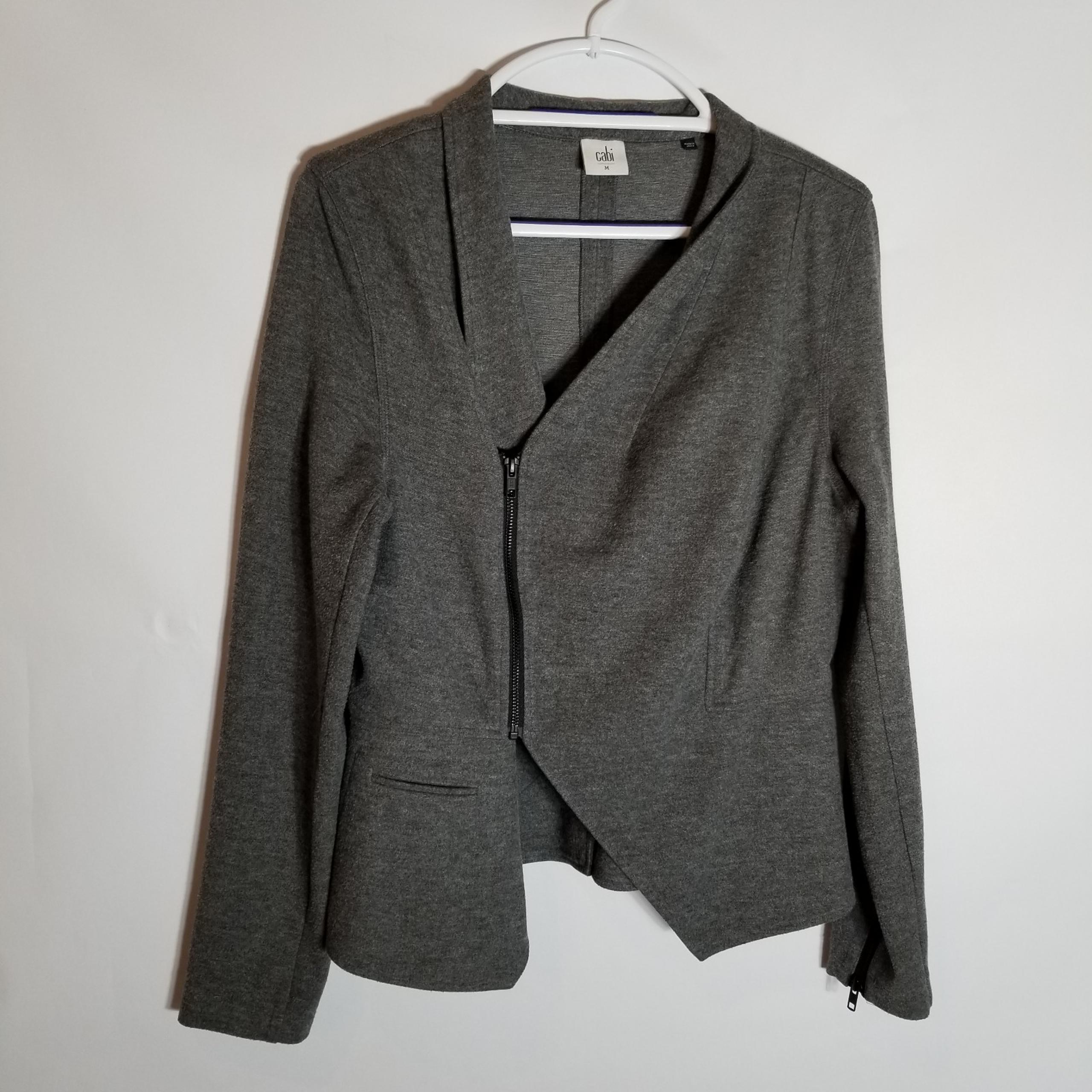Cabi Rebel Jacket Women's Medium Gray Asymmetrical Zip Sleeve Moto