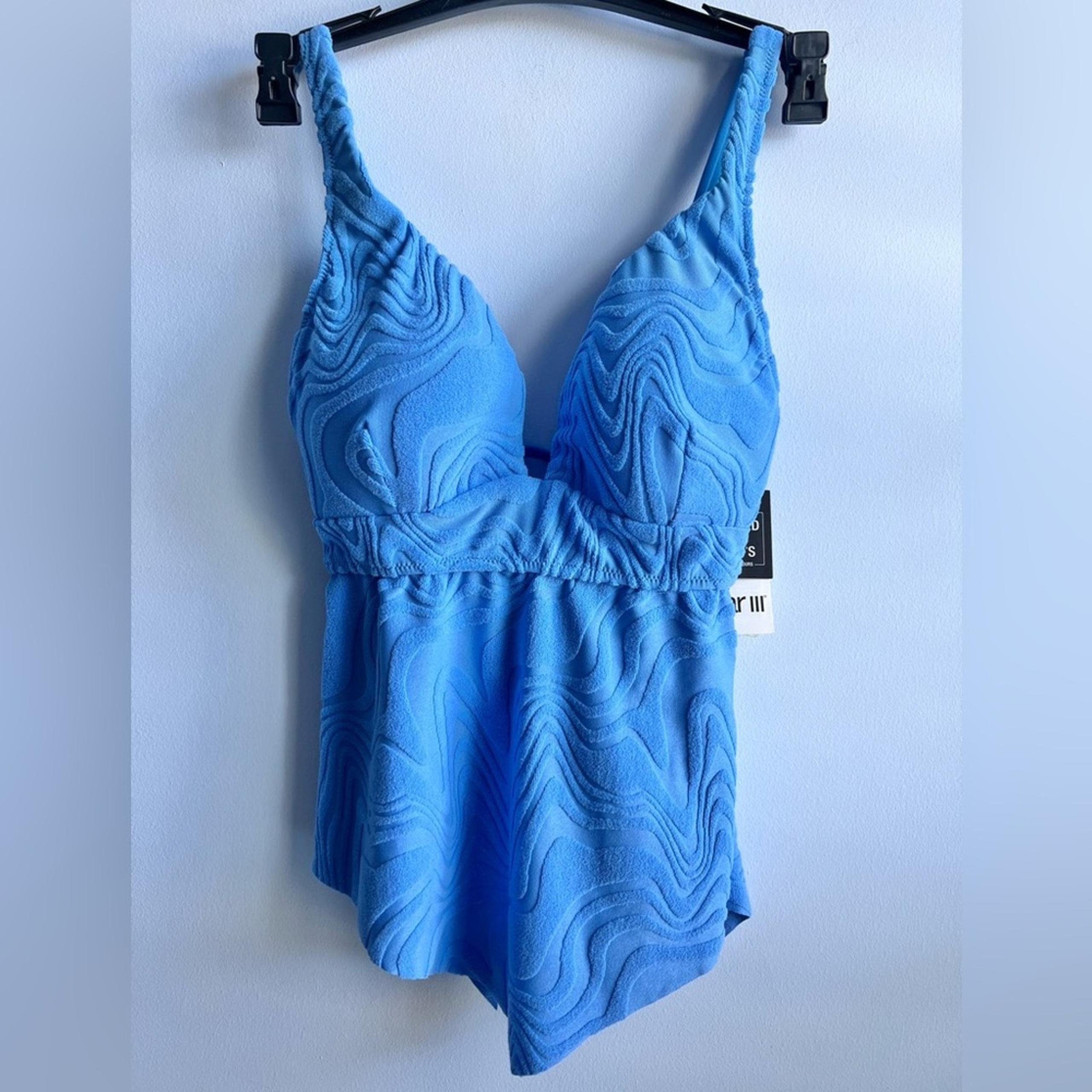 Bar III Women's Hankey Textured Tankini Top Size XS