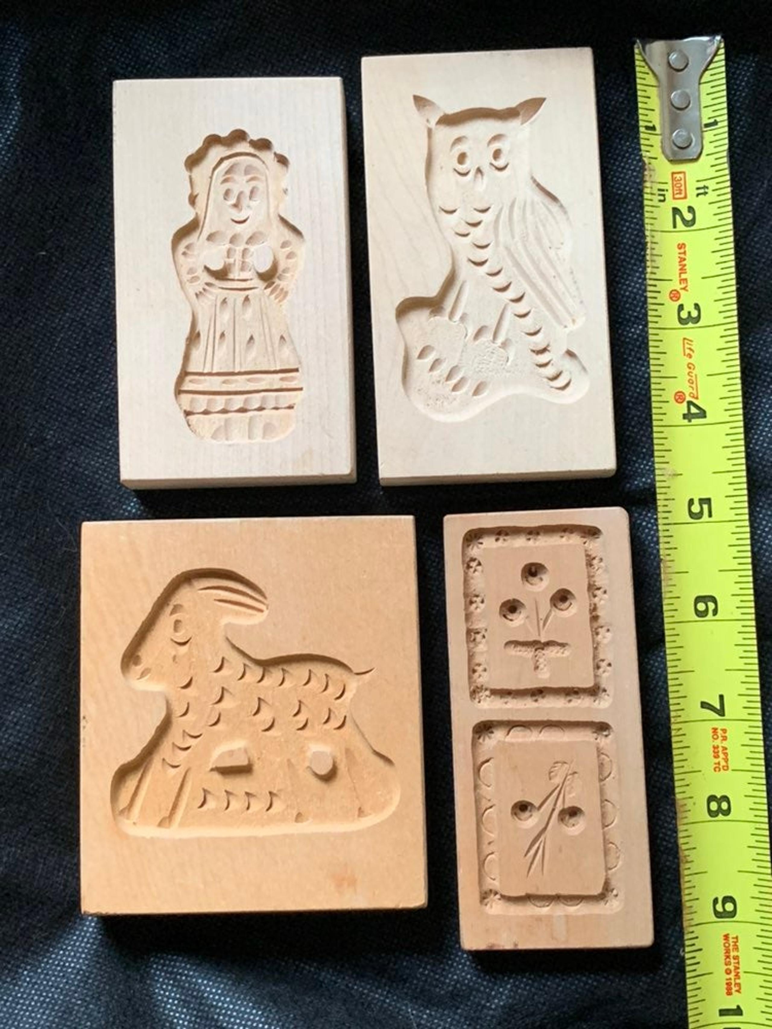 Vintage  Wooden Folkart Bird Cookie Molds