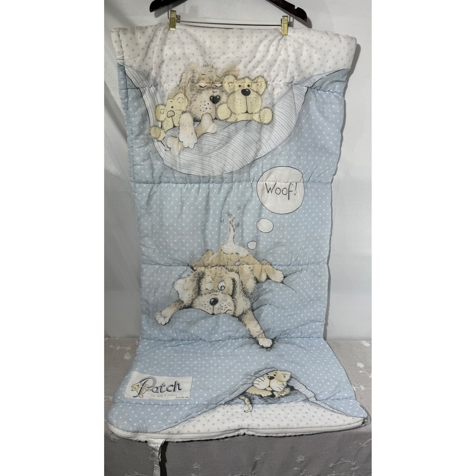 Patch the Dog Sleeping Bag Kids Nap Mat Quilted Blanket Play Mat 1987 Sue Hall