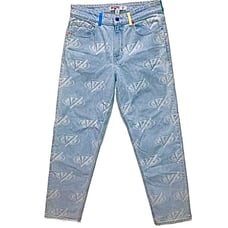 GUESS Jeans Men’s 32x30 J.Balvin Collab Dad Fit Logo Print Light Blue Denim 2020