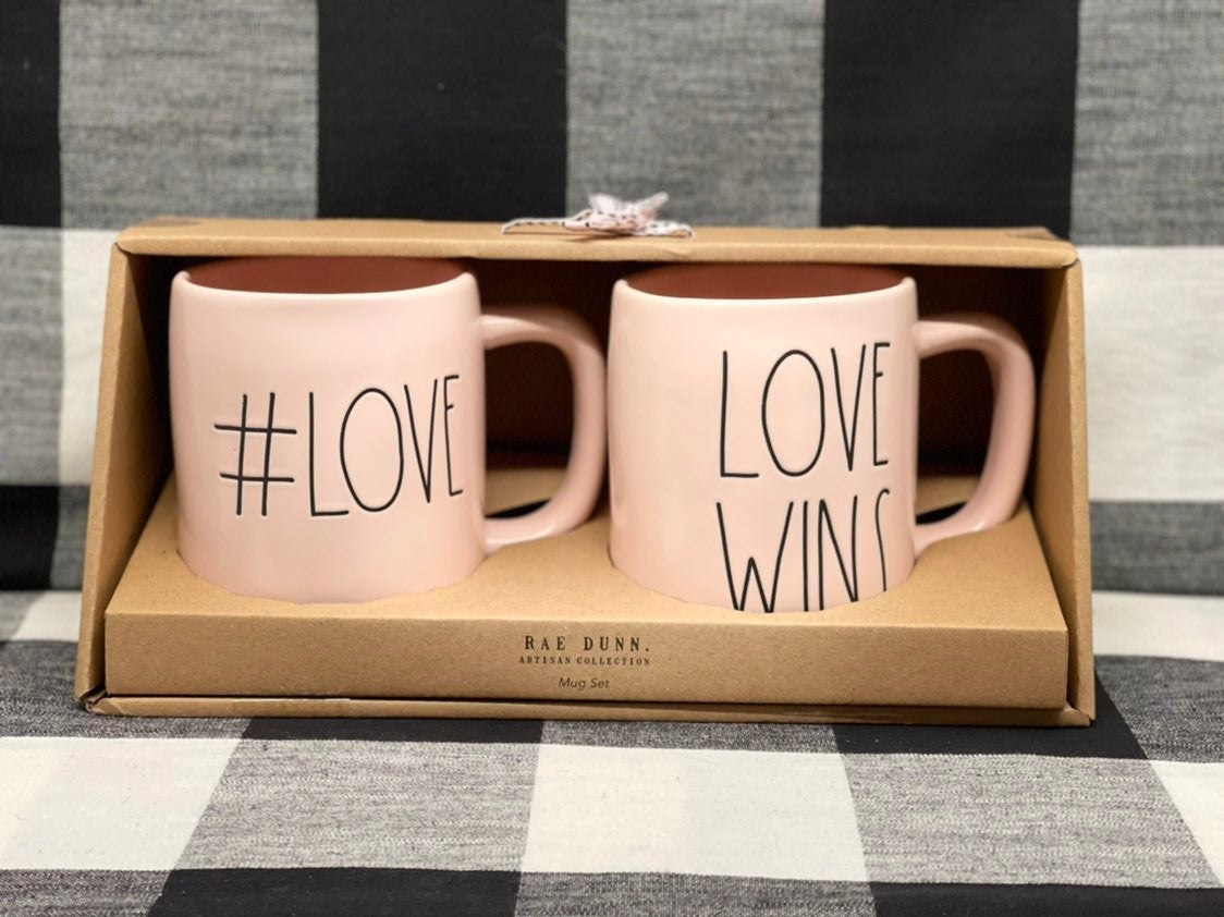 Rae Dunn pink #love/love wins set