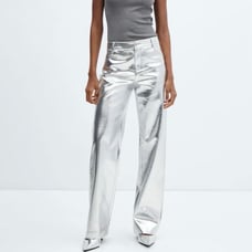Mango wide leg foil trousers