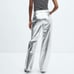 Mango wide leg foil trousers