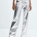 Mango wide leg foil trousers