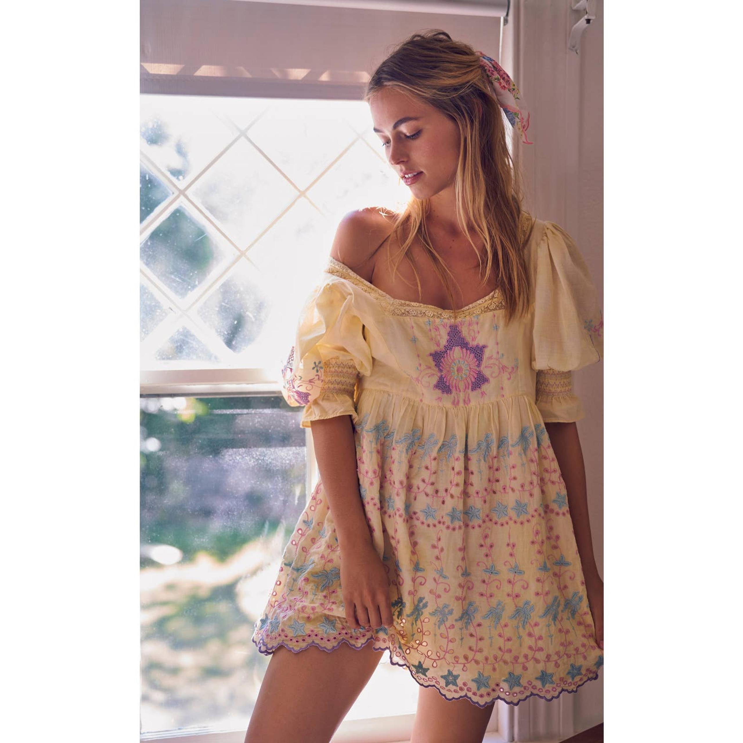 Freja Dress 6 NWT Yellow Embroidered Cottage Floral Prairie - LoveShackFancy