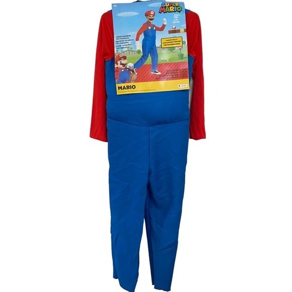 Super Mario Deluxe Halloween Costume Jumpsuit Kid's Padded Belly Sz Large