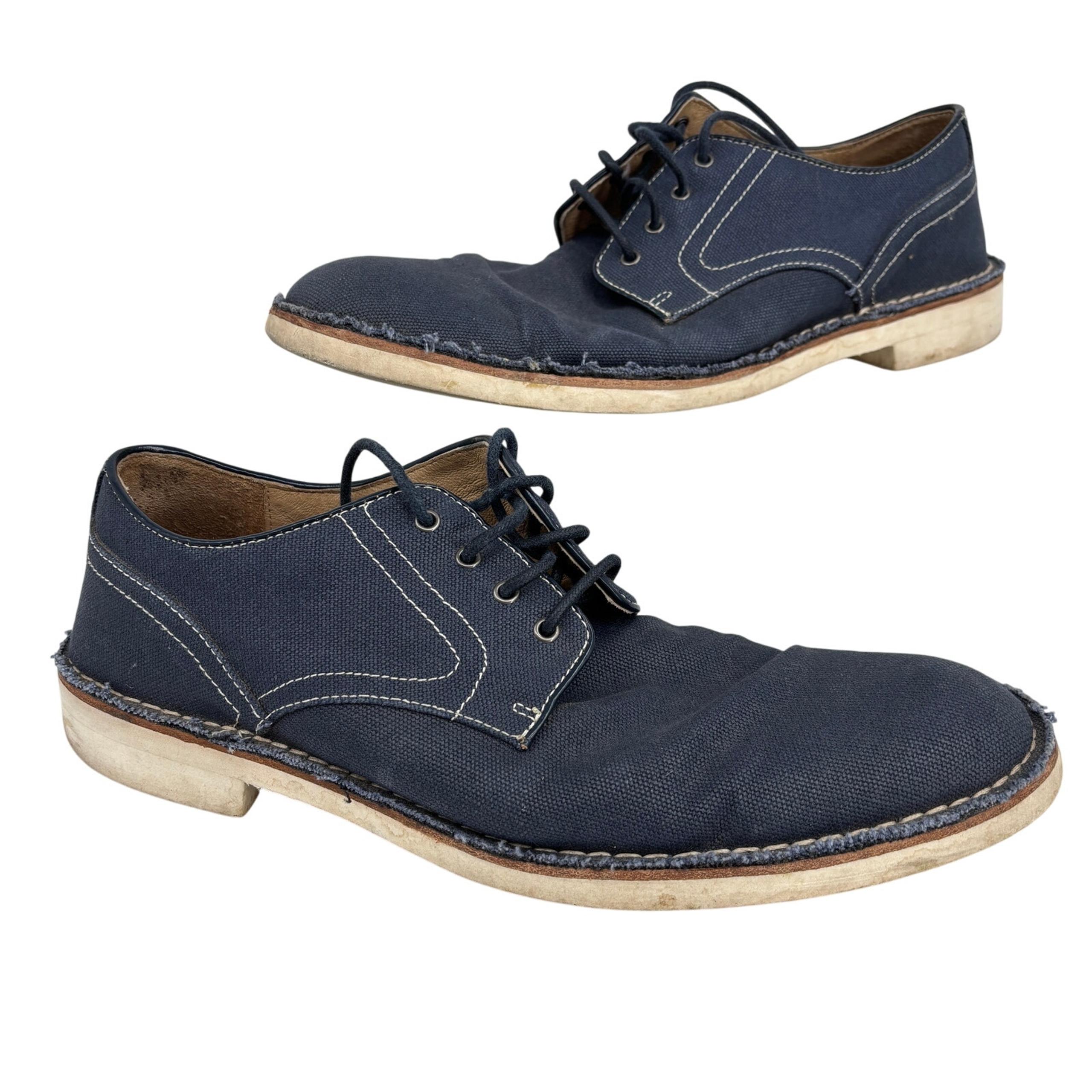 John Varvatos Oxford Shoes Mens Size 10.5 Blue Canvas Lace Up Frayed Detail