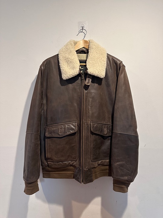 Wilsons Leather Genuine Leather Bomber Jacket With Removeable Merino Collar XL