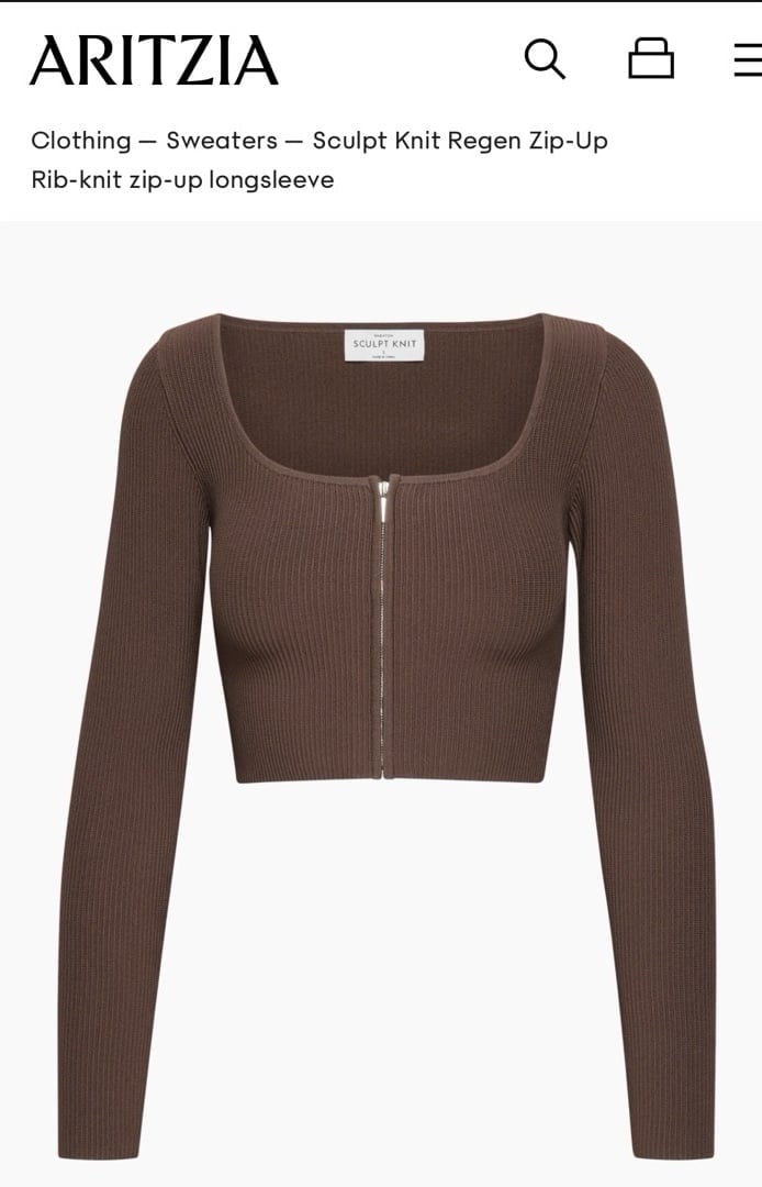 Aritzia Babaton SCULPT KNIT REGEN ZIP-UP