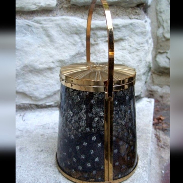 1940 Vintage Majestic Mid Century MCM Acrylic Lucite Black Lace Purse Handbag