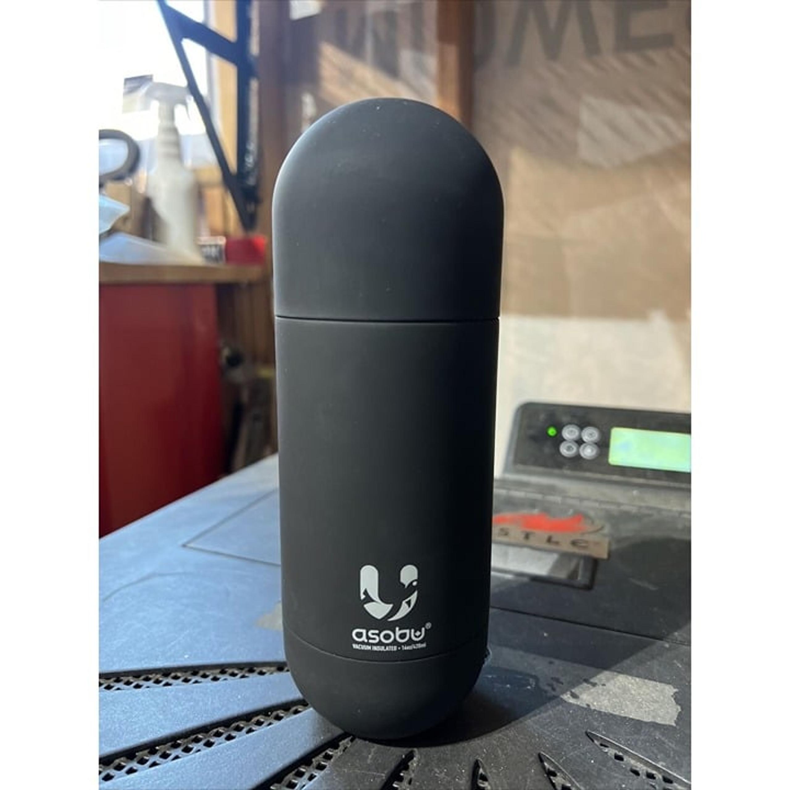 Asobu Orb Stainless Steel Insulated Bottle w/ Drinking Cup 14 Oz - Black LOGO