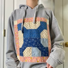 Vintage quilt patch hoodie