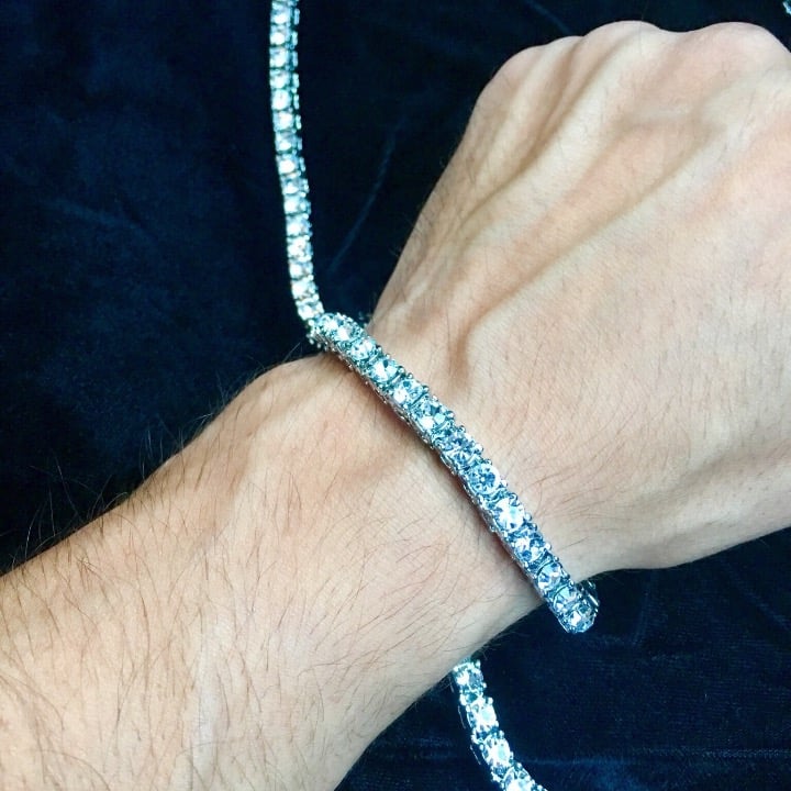 FULL DIAMONDS CZ 18K GOLD BRACELET ITALY