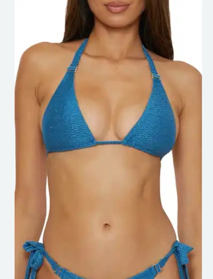 BECCA Luxe Buckle Shimmer Triangle Bikini Top L