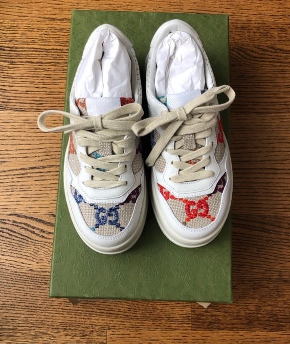 Gucci Size 35.5 Women's GG Logo Platform Low Top Sneakers