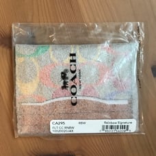 Coach Card Case In Rainbow Signature Canvas