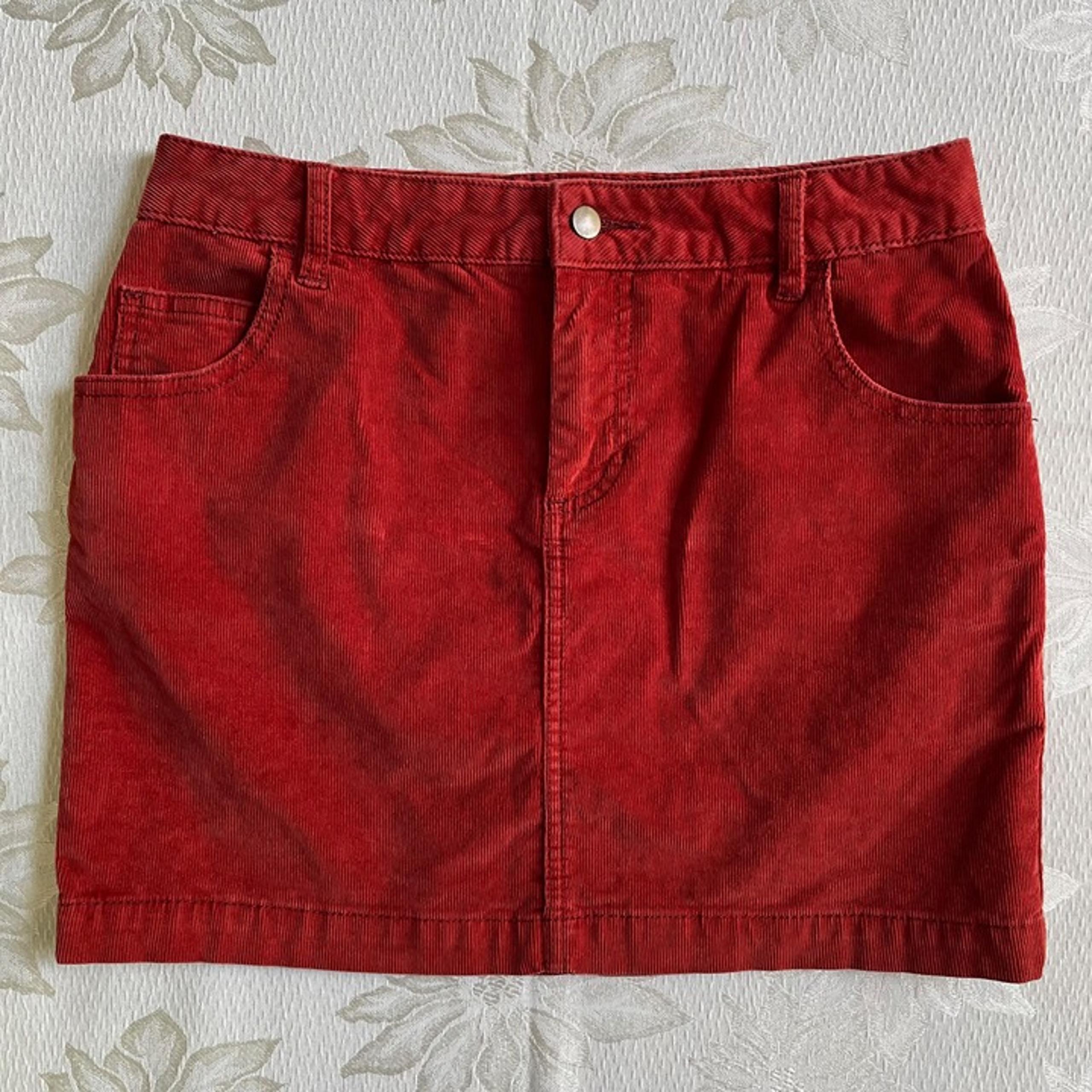 BDG Urban Outfitters Red Corduroy Zipper Fly Short Mini Skirt with Pockets