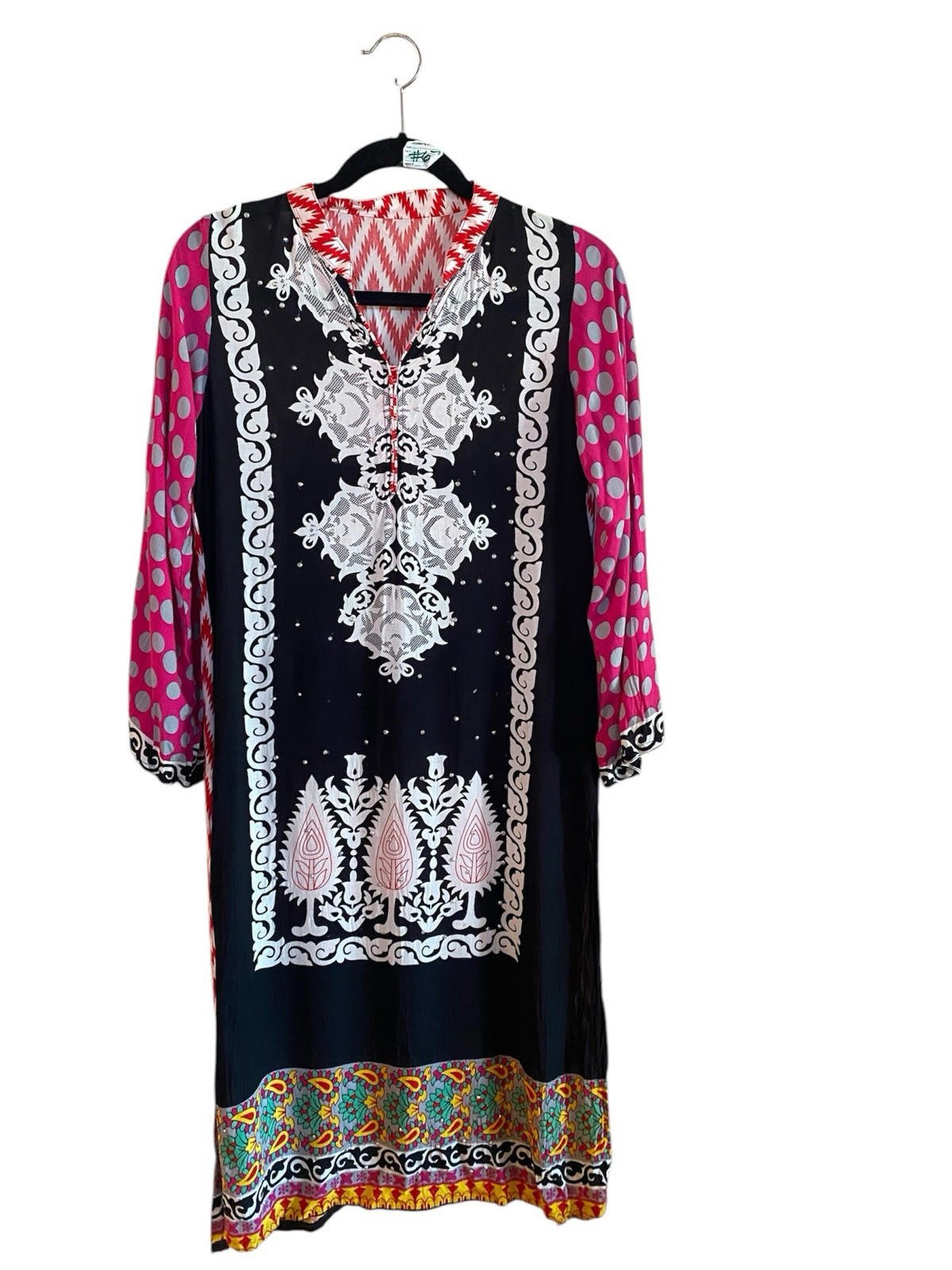 Lightweight multi color long boho dress sz.M? Long Sleeve
